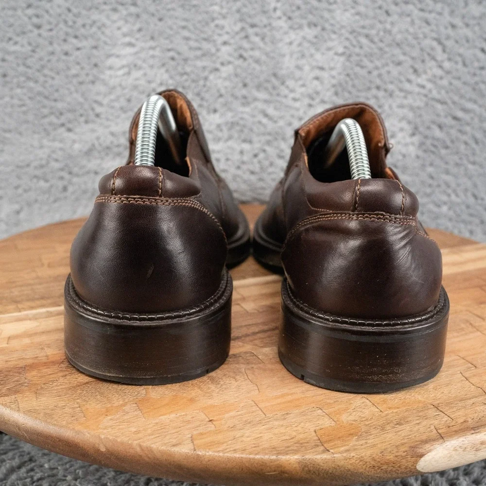 JOHNSTON & MURPHY LOAFERS SLIP ON BROWN LEATHER RUBBER SOLE DRESS SHOES 10 M